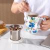 imageAmorArc Porcelain Tea Mug with Infuser and Lids 18 Oz Large Cup Strainer with Bag Holder for Loose Leaf Tea Steeping Coffee Mug for Housewarming Wedding Birthday GiftIris
