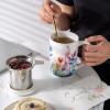 imageAmorArc Porcelain Tea Mug with Infuser and Lids 18 Oz Large Cup Strainer with Bag Holder for Loose Leaf Tea Steeping Coffee Mug for Housewarming Wedding Birthday GiftSage