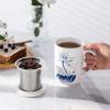imageAmorArc Porcelain Tea Mug with Infuser and Lids 18 Oz Large Cup Strainer with Bag Holder for Loose Leaf Tea Steeping Coffee Mug for Housewarming Wedding Birthday GiftLotus
