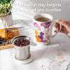 imageAmorArc Porcelain Tea Mug with Infuser and Lids 18 Oz Large Cup Strainer with Bag Holder for Loose Leaf Tea Steeping Coffee Mug for Housewarming Wedding Birthday GiftAnemone
