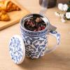 imageAmorArc Porcelain Tea Mug with Infuser and Lids 18 Oz Large Cup Strainer with Bag Holder for Loose Leaf Tea Steeping Coffee Mug for Housewarming Wedding Birthday GiftClassical Pattern