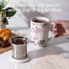 imageAmorArc Porcelain Tea Mug with Infuser and Lids 18 Oz Large Cup Strainer with Bag Holder for Loose Leaf Tea Steeping Coffee Mug for Housewarming Wedding Birthday GiftPeach Blossom