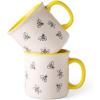 imageAmorArc 22 OZ Large Ceramic Coffee Mugs Set of 2 Oversized Mugs With Big Handle for Men Women Dad Mom Big Mug With Textured Dogs Cats Patterns for Office ampamp Home Microwave Safe 2 PcsBlackYellowBees