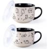 imageAmorArc 32 Ounces Ceramic Soup Mugs with Lids and Handle Stoneware Bowls Cup Set of 2 for Soup Stew Noodle Beautiful Mug Bowls With Lovely DogCat Patterns MicrowaveampampDishwasher Safe OliveBlack