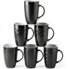 imageAmorArc Extra Large Coffee Mugs Set of 6 20oz Ceramic Tall Coffee Mugs Set with Textured Geometric Patterns for CoffeeTeaBeerHot Cocoa Dishwasher ampamp Microwave SafeBeigeBlack