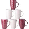 imageAmorArc Extra Large Coffee Mugs Set of 6 20oz Ceramic Tall Coffee Mugs Set with Textured Geometric Patterns for CoffeeTeaBeerHot Cocoa Dishwasher ampamp Microwave SafeBeigeBurgundyBeige