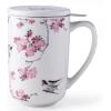 imageAmorArc Porcelain Tea Mug with Infuser and Lids 18 Oz Large Cup Strainer with Bag Holder for Loose Leaf Tea Steeping Coffee Mug for Housewarming Wedding Birthday GiftPeach Blossom