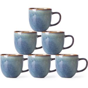 imageAmorArc 12oz Coffee Mugs Ceramic Coffee Mugs set of 6 for Man Woman Dad Mom Modern Coffee Mugs with handle for LatteCappuccinoMilkCocoa DishwasherampampMicrowave Safe Ceylon BlueCeylon Blue