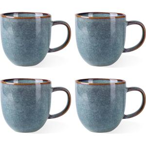 imageAmorArc 12oz Coffee Mugs Ceramic Coffee Mugs set of 6 for Man Woman Dad Mom Modern Coffee Mugs with handle for LatteCappuccinoMilkCocoa DishwasherampampMicrowave Safe Ceylon BlueOcean Blue