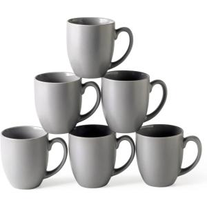 imageAmorArc 16oz Coffee Mugs Set of 6 Large Ceramic Coffee Mugs for Man Woman Dad Mom Modern Coffee Mugs with Handle for TeaLatteCappuccinoCocoa DishwasherampampMicrowave Safe Light BeigeMatte Gray