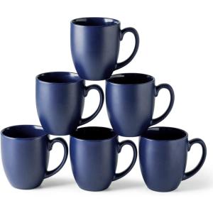 imageAmorArc 16oz Coffee Mugs Set of 6 Large Ceramic Coffee Mugs for Man Woman Dad Mom Modern Coffee Mugs with Handle for TeaLatteCappuccinoCocoa DishwasherampampMicrowave Safe Light BeigeMatte Blue