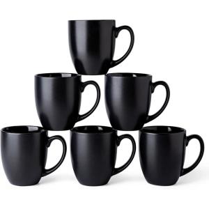 imageAmorArc 16oz Coffee Mugs Set of 6 Large Ceramic Coffee Mugs for Man Woman Dad Mom Modern Coffee Mugs with Handle for TeaLatteCappuccinoCocoa DishwasherampampMicrowave Safe Light BeigeMatte Black