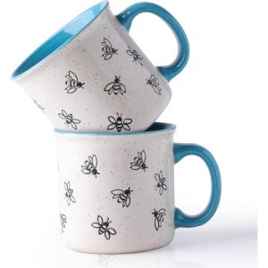 imageAmorArc 22 OZ Large Ceramic Coffee Mugs Set of 2 Oversized Mugs With Big Handle for Men Women Dad Mom Big Mug With Textured Dogs Cats Patterns for Office ampamp Home Microwave Safe 2 PcsBlackBlue
