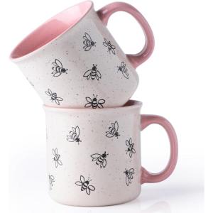imageAmorArc 22 OZ Large Ceramic Coffee Mugs Set of 2 Oversized Mugs With Big Handle for Men Women Dad Mom Big Mug With Textured Dogs Cats Patterns for Office ampamp Home Microwave Safe 2 PcsBlackPink
