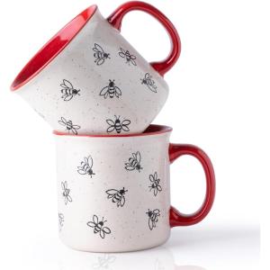 imageAmorArc 22 OZ Large Ceramic Coffee Mugs Set of 2 Oversized Mugs With Big Handle for Men Women Dad Mom Big Mug With Textured Dogs Cats Patterns for Office ampamp Home Microwave Safe 2 PcsBlackRed
