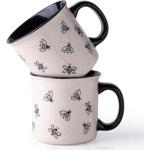 imageAmorArc 22 OZ Large Ceramic Coffee Mugs Set of 2 Oversized Mugs With Big Handle for Men Women Dad Mom Big Mug With Textured Dogs Cats Patterns for Office ampamp Home Microwave Safe 2 PcsBlackBlack