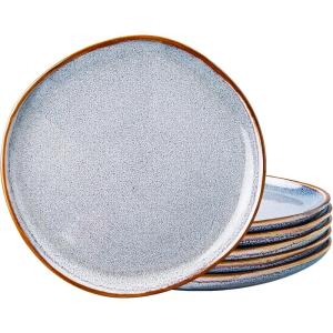 imageAmorArc Ceramic Dinner Plates Set of 6 105 Inch Handmade Reactive Glaze Stoneware Plates Large Rustic Shape Dinnerware Dish Set for Kitchen Microwave ampamp Dishwasher Safe Scratch Resistant  BlueReactive Blue
