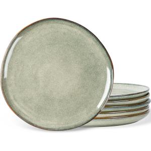 imageAmorArc Ceramic Dinner Plates Set of 6 105 Inch Handmade Reactive Glaze Stoneware Plates Large Rustic Shape Dinnerware Dish Set for Kitchen Microwave ampamp Dishwasher Safe Scratch Resistant  BlueReactive Glaze