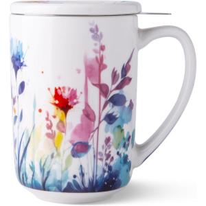 imageAmorArc Porcelain Tea Mug with Infuser and Lids 18 Oz Large Cup Strainer with Bag Holder for Loose Leaf Tea Steeping Coffee Mug for Housewarming Wedding Birthday GiftSage