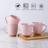 imageAmorArc 12oz Ceramic Coffee Mugs set of 6 Stylish Coffee Mugs with Rustic Terracotta Underside for Man Woman Dad Mom Suitable for LatteCappuccinoMilkCocoa DishwasherampampMicrowave Safe WhiteCloud Pink