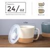 imageAmorArc 24 Ounces Soup Bowls with Large Handles and Lids Stoneware Bowls for Soup Cereal Stew Noodle Colourful Ceramic Kitchen Bowls Microwave ampamp Dishwasher Safe MultiColor2 Set of 2MultiColor2