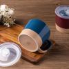 imageAmorArc 24 Ounces Soup Bowls with Large Handles and Lids Stoneware Bowls for Soup Cereal Stew Noodle Colourful Ceramic Kitchen Bowls Microwave ampamp Dishwasher Safe MultiColor2 Set of 2Blue  Red