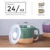 imageAmorArc 24 Ounces Soup Bowls with Large Handles and Lids Stoneware Bowls for Soup Cereal Stew Noodle Colourful Ceramic Kitchen Bowls Microwave ampamp Dishwasher Safe MultiColor2 Set of 2Purple  Green