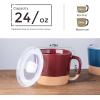 imageAmorArc 24 Ounces Soup Bowls with Large Handles and Lids Stoneware Bowls for Soup Cereal Stew Noodle Colourful Ceramic Kitchen Bowls Microwave ampamp Dishwasher Safe MultiColor2 Set of 2Multicolor