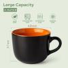 imageAmorArc 24 oz Soup Mugs with Handles Jumbo Ceramic Bowls Mugs Set with handles for Coffee Cereal Cappuccino Snacks MicrowaveampampDishwasher safe Soup Cups for MealGreenOrange
