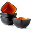 imageAmorArc 32oz Square Cereal Soup Bowls Stoneware Bowls Set of 4 for Kitchen Large Bowls for CerealSoupSaladMeal Microwave ampamp Dishwasher SafeColorful InsideOrange