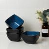imageAmorArc 32oz Square Cereal Soup Bowls Stoneware Bowls Set of 4 for Kitchen Large Bowls for CerealSoupSaladMeal Microwave ampamp Dishwasher SafeColorful InsideBlue