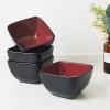 imageAmorArc 32oz Square Cereal Soup Bowls Stoneware Bowls Set of 4 for Kitchen Large Bowls for CerealSoupSaladMeal Microwave ampamp Dishwasher SafeColorful InsideRed