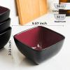 imageAmorArc 32oz Square Cereal Soup Bowls Stoneware Bowls Set of 4 for Kitchen Large Bowls for CerealSoupSaladMeal Microwave ampamp Dishwasher SafeColorful InsideRed