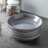 imageAmorArc 85 Large Ceramic Pasta Bowls Set 36oz Stoneware Bowls Set of 4 for Kitchen Reavtive Glaze BowlsMicrowave Dishwasher Safe for PastaSaladOatmeal BlueReactive Gray