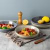 imageAmorArc 85 Large Ceramic Pasta Bowls Set 36oz Stoneware Bowls Set of 4 for Kitchen Reavtive Glaze BowlsMicrowave Dishwasher Safe for PastaSaladOatmeal BlueReactive Gray