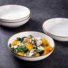 imageAmorArc 85 Large Ceramic Pasta Bowls Set 36oz Stoneware Bowls Set of 6 for Kitchen Reavtive Glaze BowlsMicrowaveDishwasher Safe for PastaSaladOatmealCeylon BluePearl White