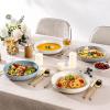imageAmorArc 875 Large Ceramic Pasta Bowls 36oz Handpainted Stoneware Bowls Set of 4 MicrowaveampampDishwasher Safe Bowls with Rustic Terracotta Underside for Pasta Salad MultiColorMulticolor