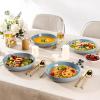 imageAmorArc 875 Large Ceramic Pasta Bowls 36oz Handpainted Stoneware Bowls Set of 4 MicrowaveampampDishwasher Safe Bowls with Rustic Terracotta Underside for Pasta Salad MultiColorStone Blue