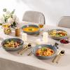 imageAmorArc 875 Large Ceramic Pasta Bowls 36oz Handpainted Stoneware Bowls Set of 4 MicrowaveampampDishwasher Safe Bowls with Rustic Terracotta Underside for Pasta Salad MultiColorLimestone