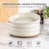 imageAmorArc 875 Large Ceramic Pasta Bowls 36oz Handpainted Stoneware Bowls Set of 4 MicrowaveampampDishwasher Safe Bowls with Rustic Terracotta Underside for Pasta Salad MultiColorLight Beige