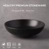 imageAmorArc 875 Large Pasta Bowls 42 ounce Deep Stoneware Bowls Set of 4 for Kitchen Wide Bowl for PastaSaladFruitOatmealSoup MicrowaveampampDishwasher SafeMatte BlackMatte Black