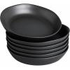 imageAmorArc 975 Ceramic Large Pasta Bowls 38oz Stoneware Flat Serving Bowls Set of 4 OvenMicrowaveampampDishwasher Safe Bowls with Wavy Rim for Fruit Pasta Salad Meal Matte WhiteMatte Black