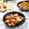 imageAmorArc 975 Ceramic Large Pasta Bowls 38oz Stoneware Flat Serving Bowls Set of 4 OvenMicrowaveampampDishwasher Safe Bowls with Wavy Rim for Fruit Pasta Salad Meal Matte WhiteMatte Black