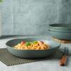 imageAmorArc 975 Ceramic Large Pasta Bowls 38oz Stoneware Flat Serving Bowls Set of 4 OvenMicrowaveampampDishwasher Safe Bowls with Wavy Rim for Fruit Pasta Salad Meal Matte WhiteReactive Glaze