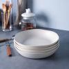 imageAmorArc 975 Ceramic Large Pasta Bowls 38oz Stoneware Flat Serving Bowls Set of 4 OvenMicrowaveampampDishwasher Safe Bowls with Wavy Rim for Fruit Pasta Salad Meal Matte WhiteMatte White