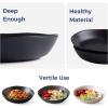 imageAmorArc 975 Ceramic Large Pasta Bowls 38oz Stoneware Flat Serving Bowls Set of 4 OvenMicrowaveampampDishwasher Safe Bowls with Wavy Rim for Fruit Pasta Salad Meal Matte WhiteMatte Black