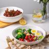 imageAmorArc 975 Ceramic Large Pasta Bowls 38oz Stoneware Flat Serving Bowls Set of 4 OvenMicrowaveampampDishwasher Safe Bowls with Wavy Rim for Fruit Pasta Salad Meal Matte WhiteMatte Speckled White