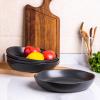 imageAmorArc 975 Ceramic Large Pasta Bowls 38oz Stoneware Flat Serving Bowls Set of 4 OvenMicrowaveampampDishwasher Safe Bowls with Wavy Rim for Fruit Pasta Salad Meal Matte WhiteSpeckled Black