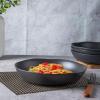 imageAmorArc 975 Ceramic Large Pasta Bowls 38oz Stoneware Flat Serving Bowls Set of 4 OvenMicrowaveampampDishwasher Safe Bowls with Wavy Rim for Fruit Pasta Salad Meal Matte WhiteMatte Black