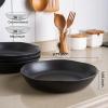 imageAmorArc 975 Ceramic Large Pasta Bowls 38oz Stoneware Flat Serving Bowls Set of 4 OvenMicrowaveampampDishwasher Safe Bowls with Wavy Rim for Fruit Pasta Salad Meal Matte WhiteMatte Black